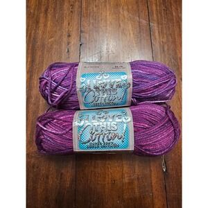 2 Skeins Hobby Lobby I Love This Cotton Yarn 352 Strawberry Violet Purple Print